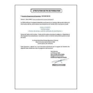 TRADUCTION ATTESTATION DE FORMATION